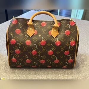 Luis Vuion Brown Monogram Cherry Speedy Satchel